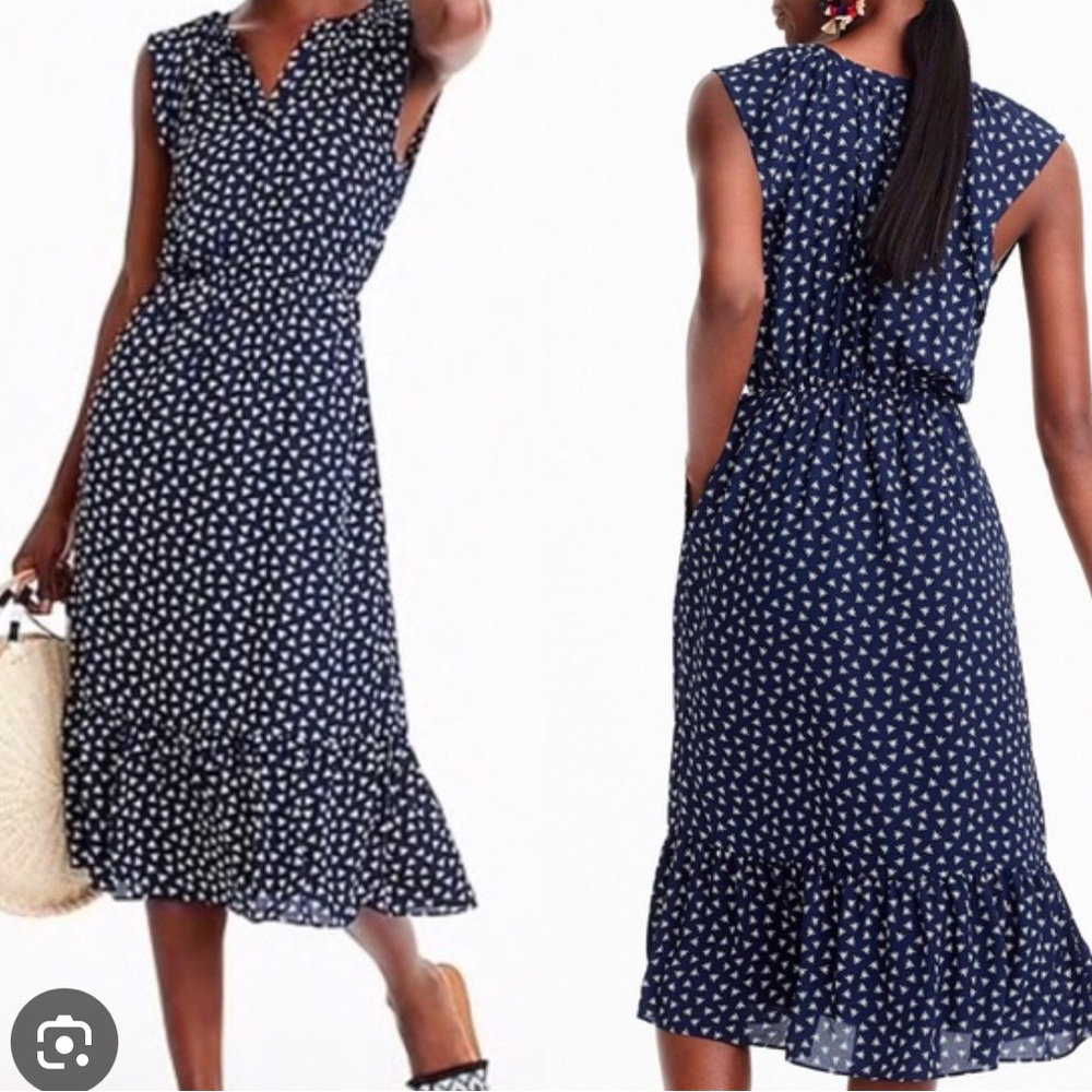 J.Crew Mercantile MIDI navy dragonfly dress Size Small